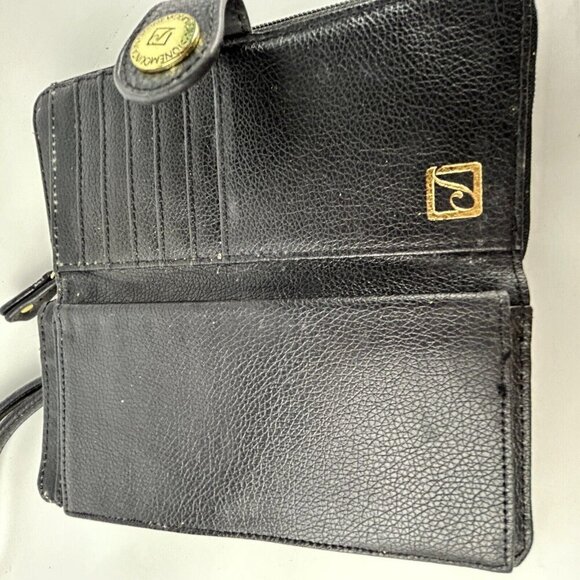 Stone Mountain Embossed Paisley Black Leather Wallet Wristlet Clutch 7-1/2" X 4" - Picture 7 of 12